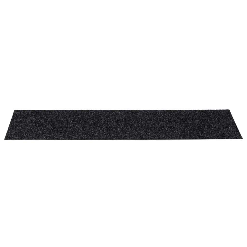 Stair mats, self-adhesive, 15 pcs, black, rectangular, 76 x 20 cm