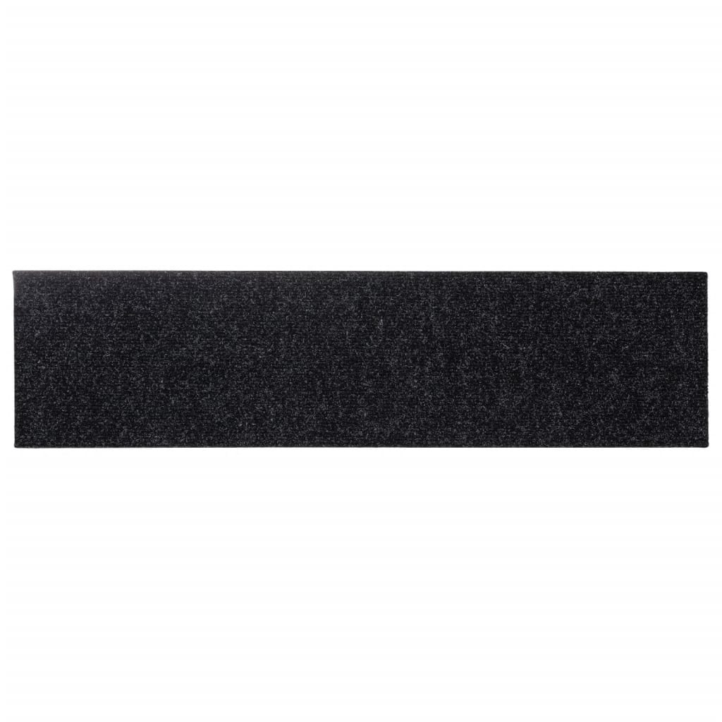 Stair mats, self-adhesive, 15 pcs, black, rectangular, 76 x 20 cm