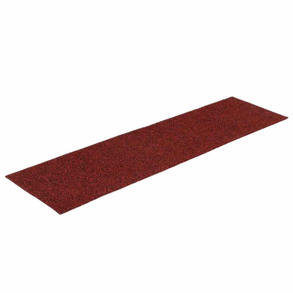 Stair mats, self-adhesive, 15 pcs, 76x20 cm, burgundy, rectangular