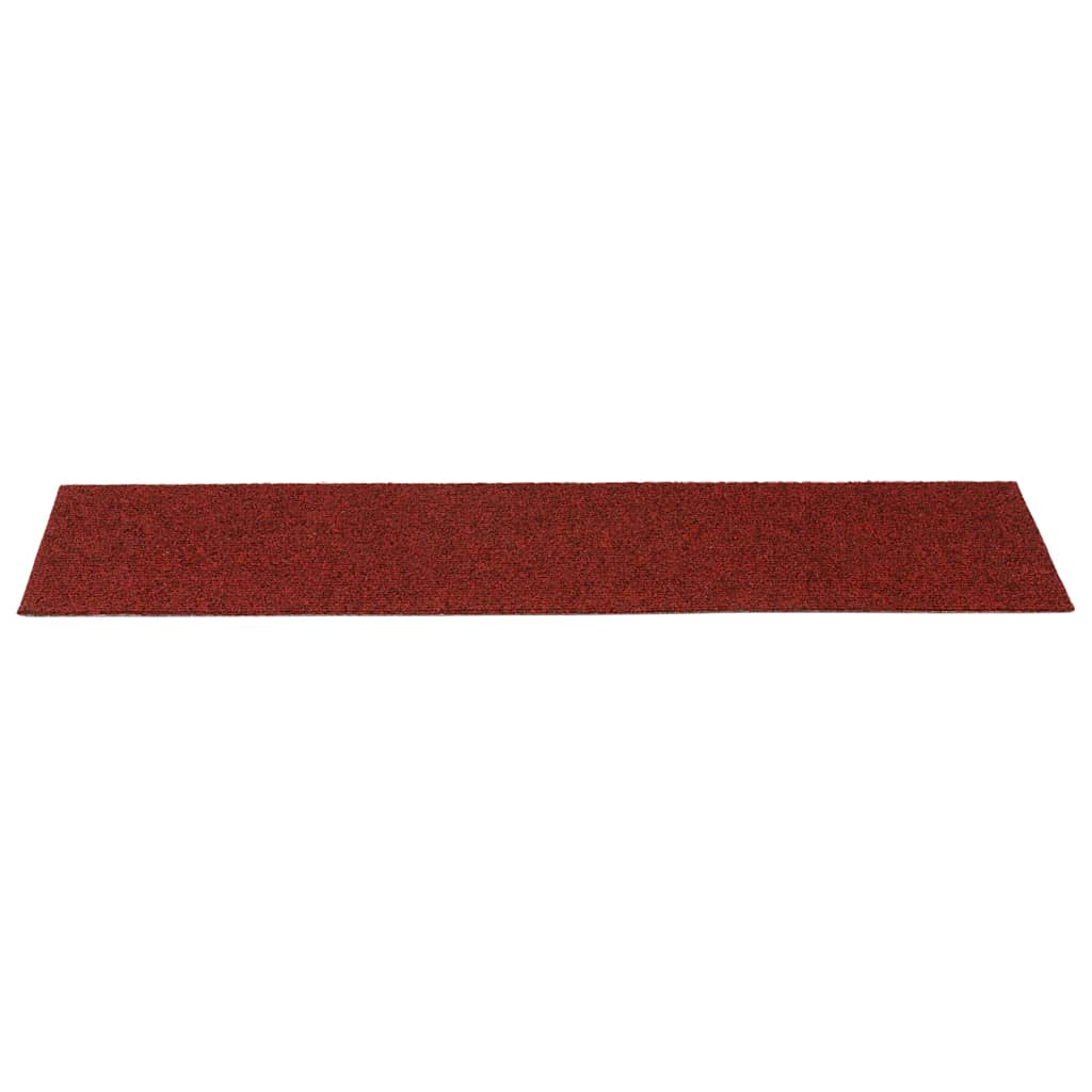 Stair mats, self-adhesive, 15 pcs, 76x20 cm, burgundy, rectangular