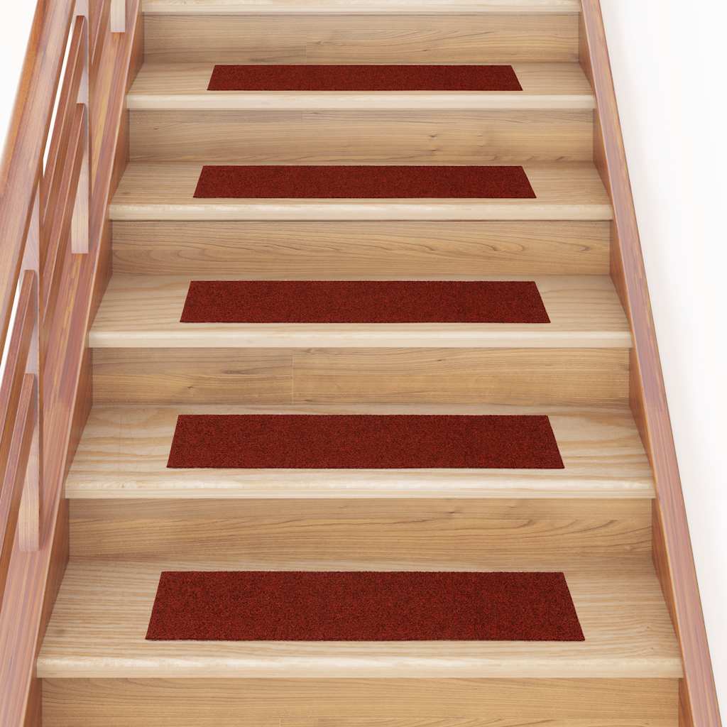 Stair mats, self-adhesive, 15 pcs, 76x20 cm, burgundy, rectangular
