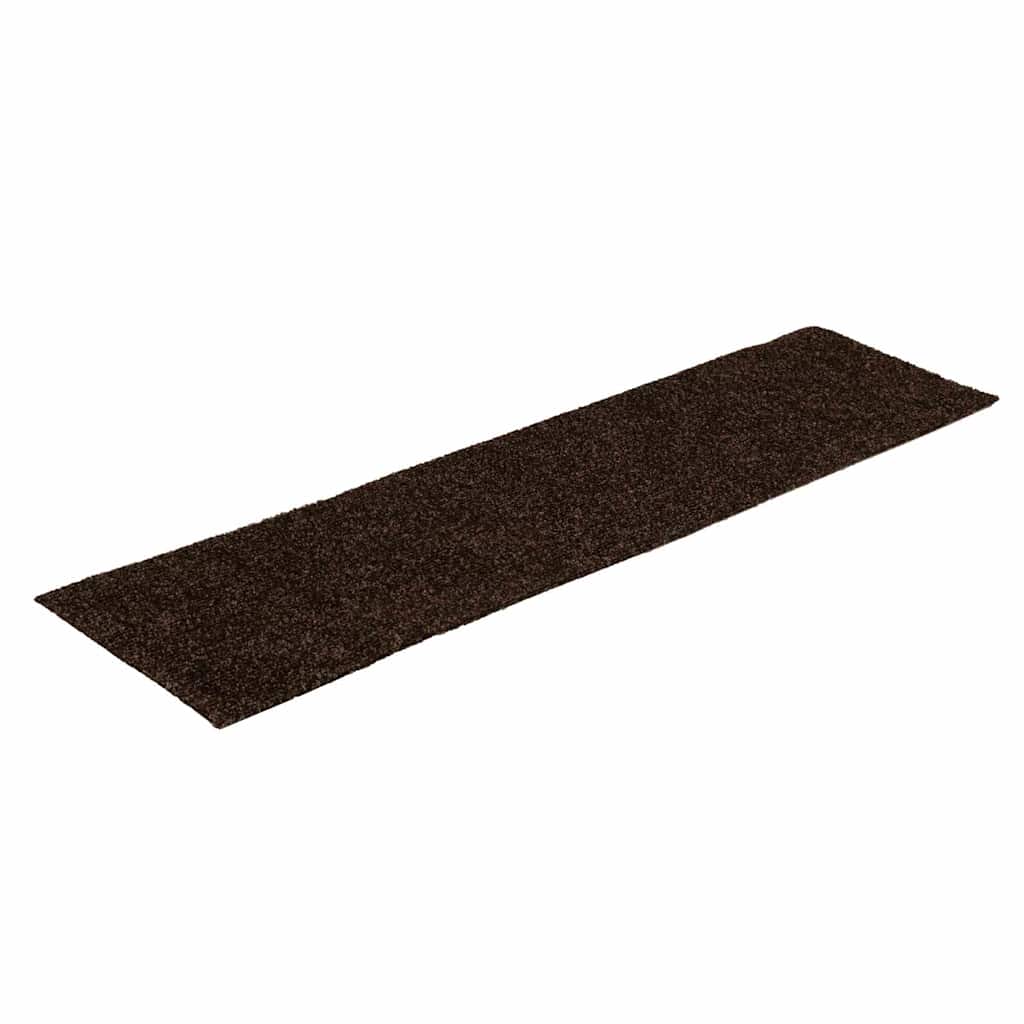 Stair mats, self-adhesive, 15 pcs, 76x20 cm, brown, rectangular