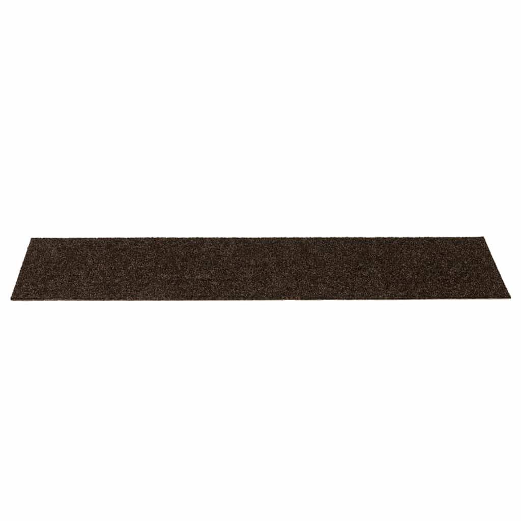 Stair mats, self-adhesive, 15 pcs, 76x20 cm, brown, rectangular