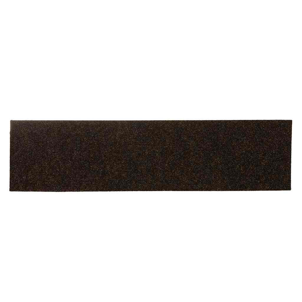 Stair mats, self-adhesive, 15 pcs, 76x20 cm, brown, rectangular