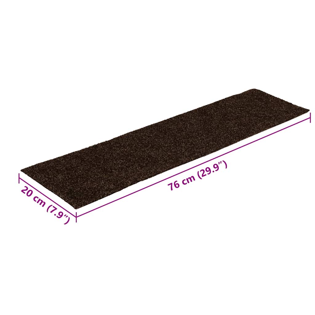 Stair mats, self-adhesive, 15 pcs, 76x20 cm, brown, rectangular