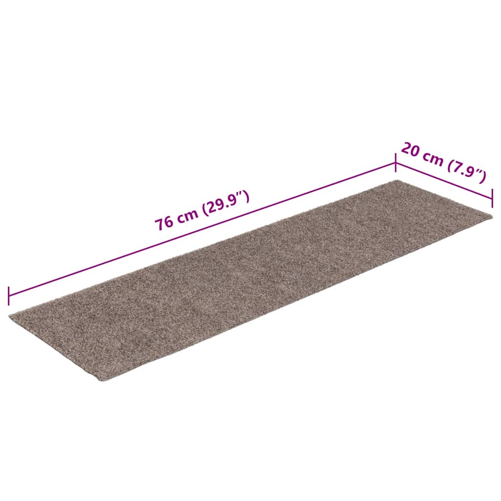 Stair mats, self-adhesive, 15 pcs., 76x20 cm, sand, rectangular