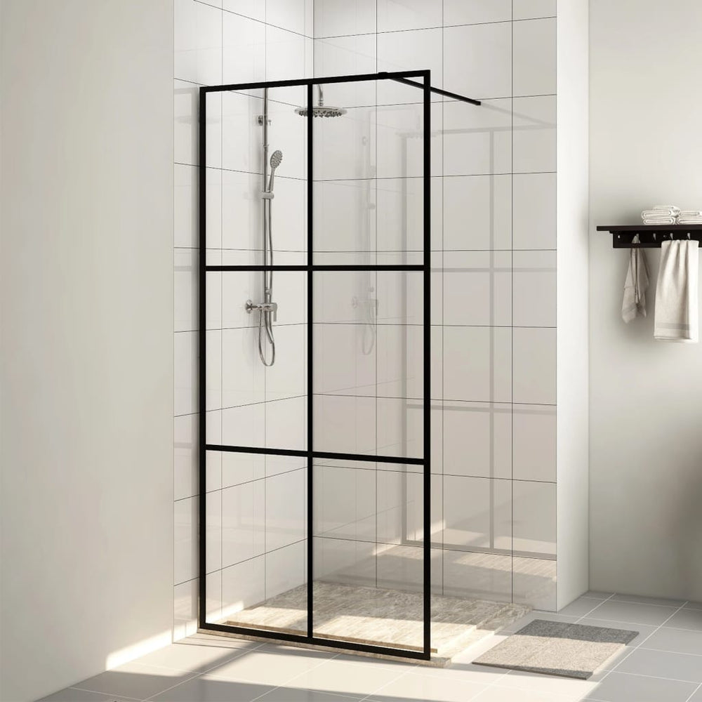 Shower screen with transparent ESG glass, black, 90x195cm