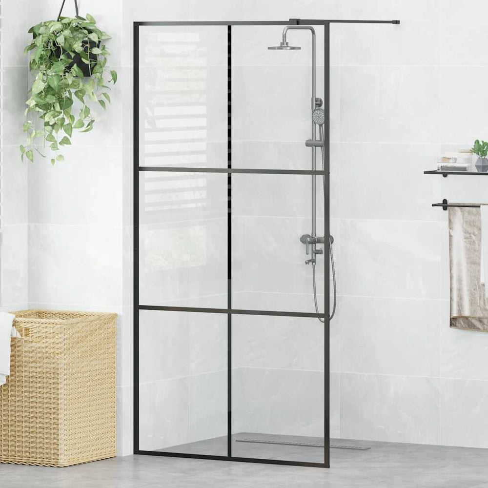 Shower screen with clear ESG glass, black, 100x195cm