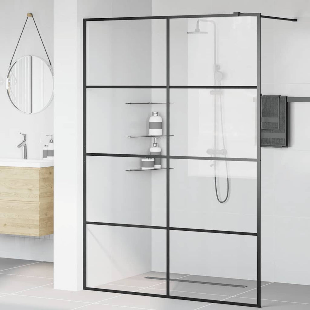Shower screen with clear ESG glass, black, 140x195cm