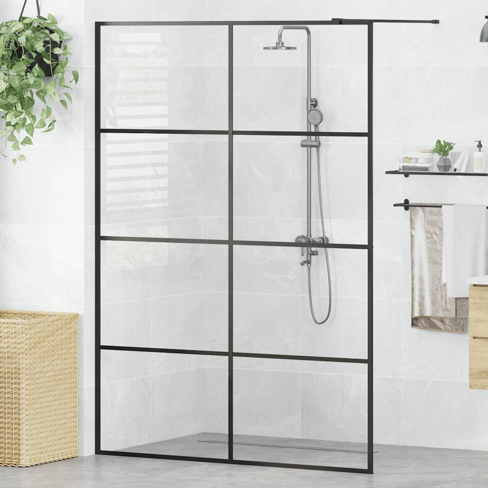 Shower screen with clear ESG glass, black, 140x195cm
