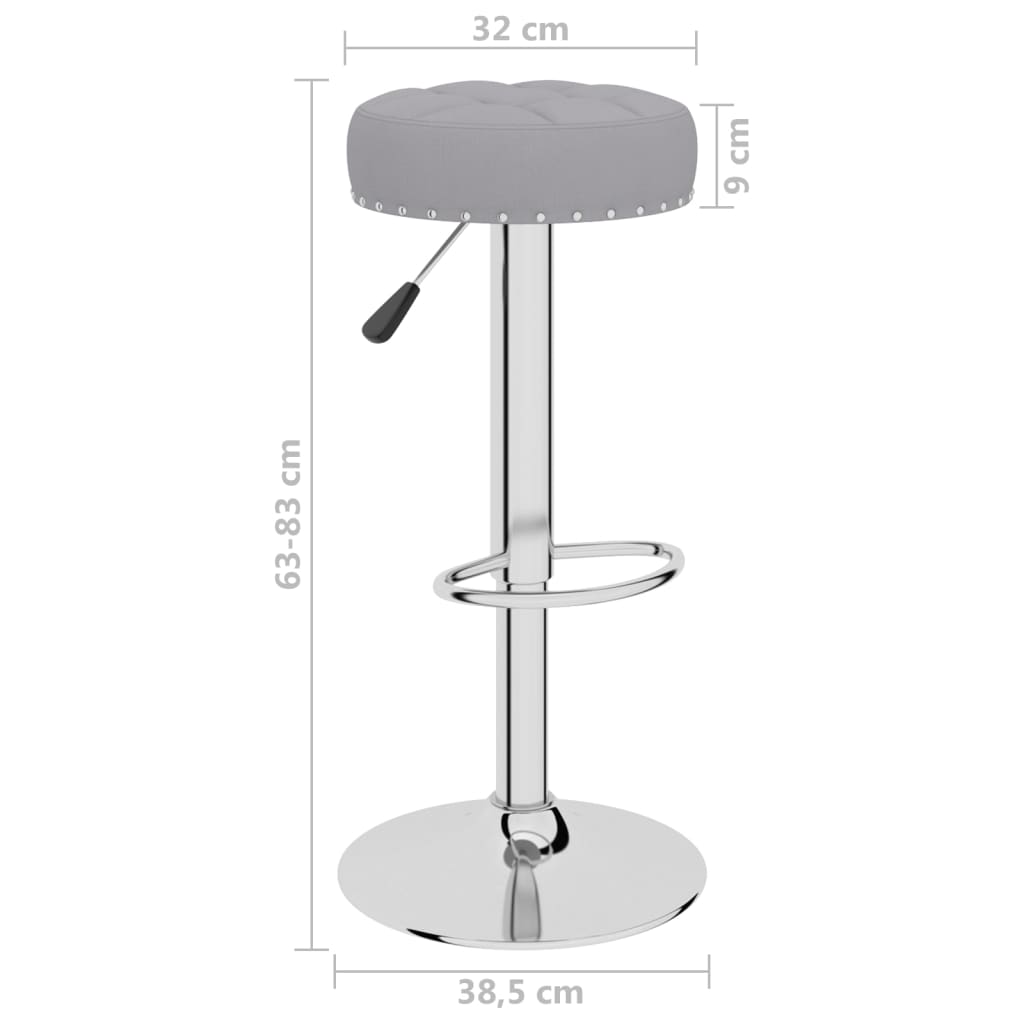 Bar stools, 2 pcs, grey, fabric