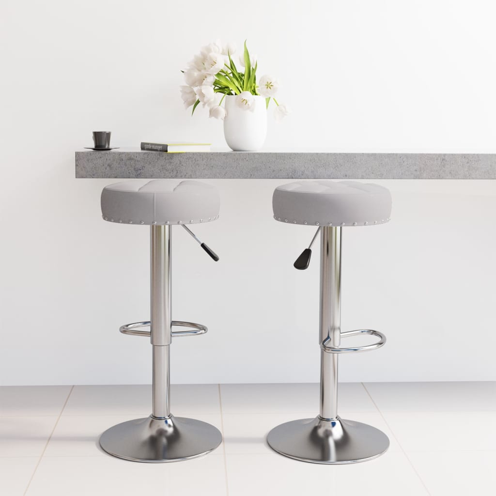 Bar stools, 2 pcs, grey, fabric
