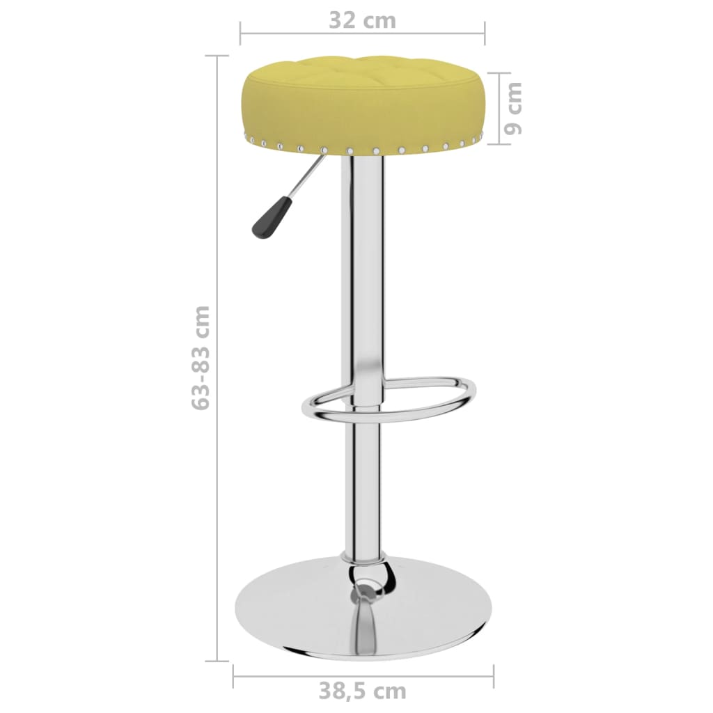 Bar stools, 2 pcs, green, fabric