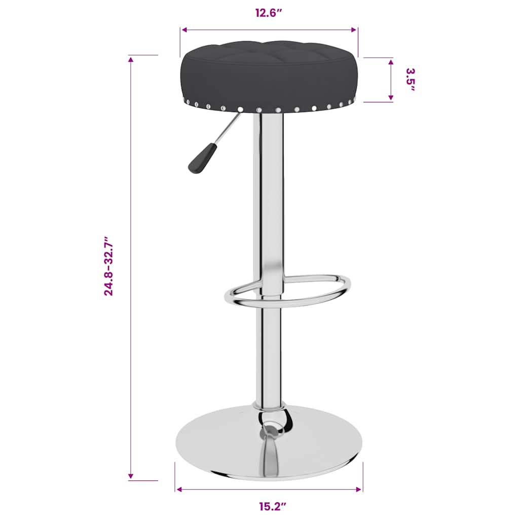 Bar stools, 2 pcs, black, fabric