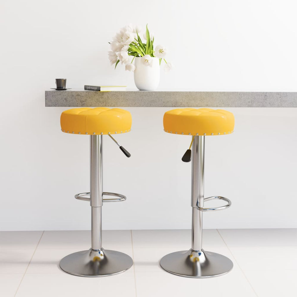 Bar Stools, 2 pcs, Mustard Yellow, Fabric