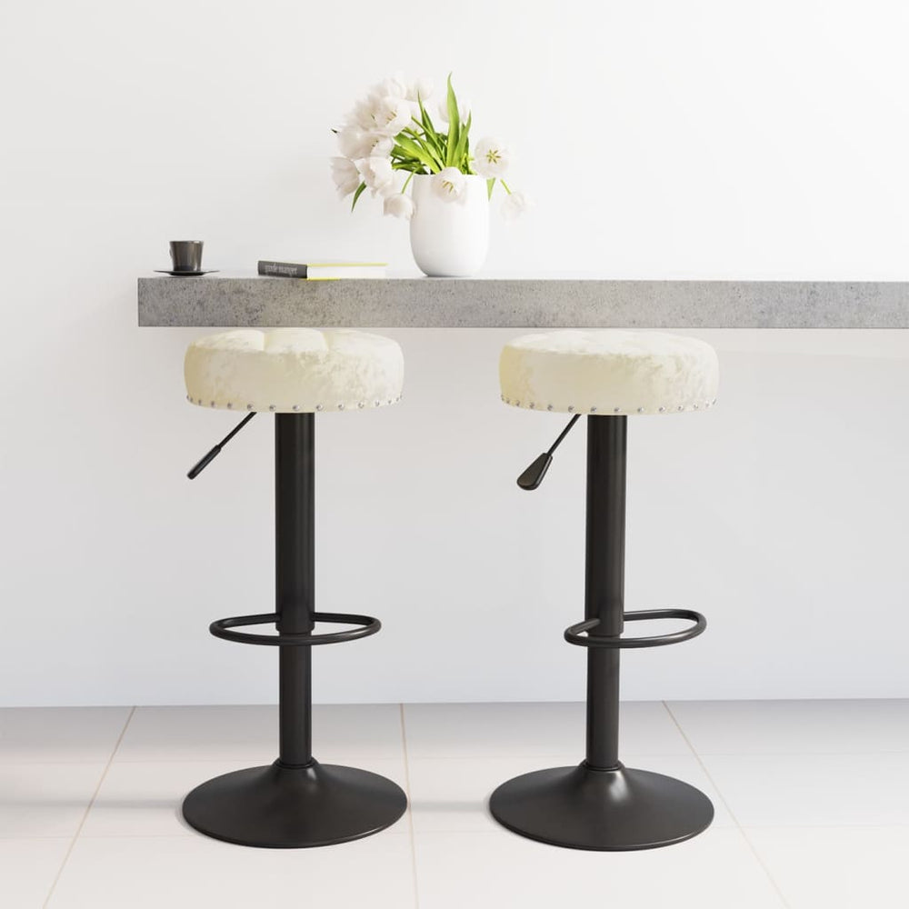Bar stools, 2 pcs., cream, velvet