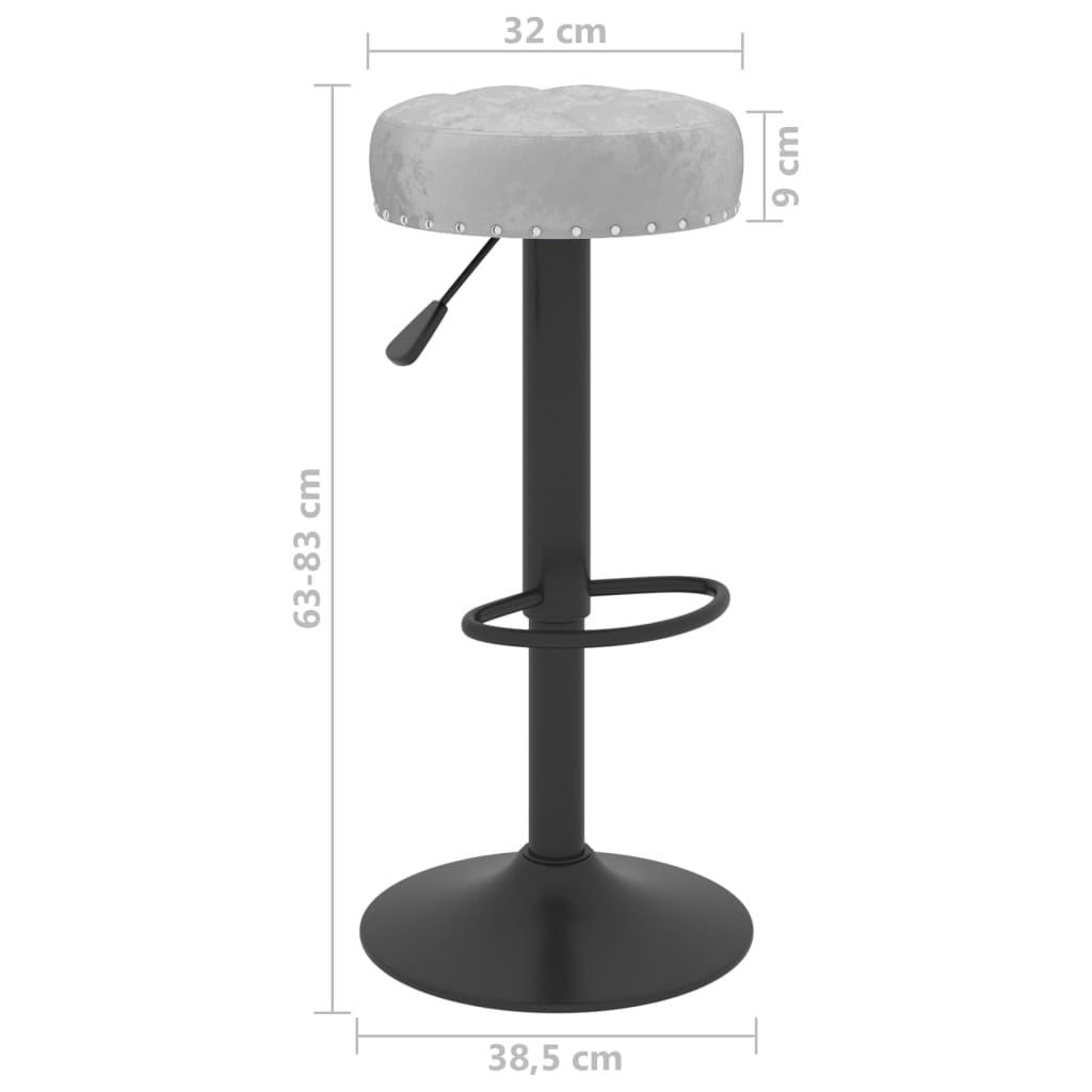Bar stools, 2 pcs, grey, velvet