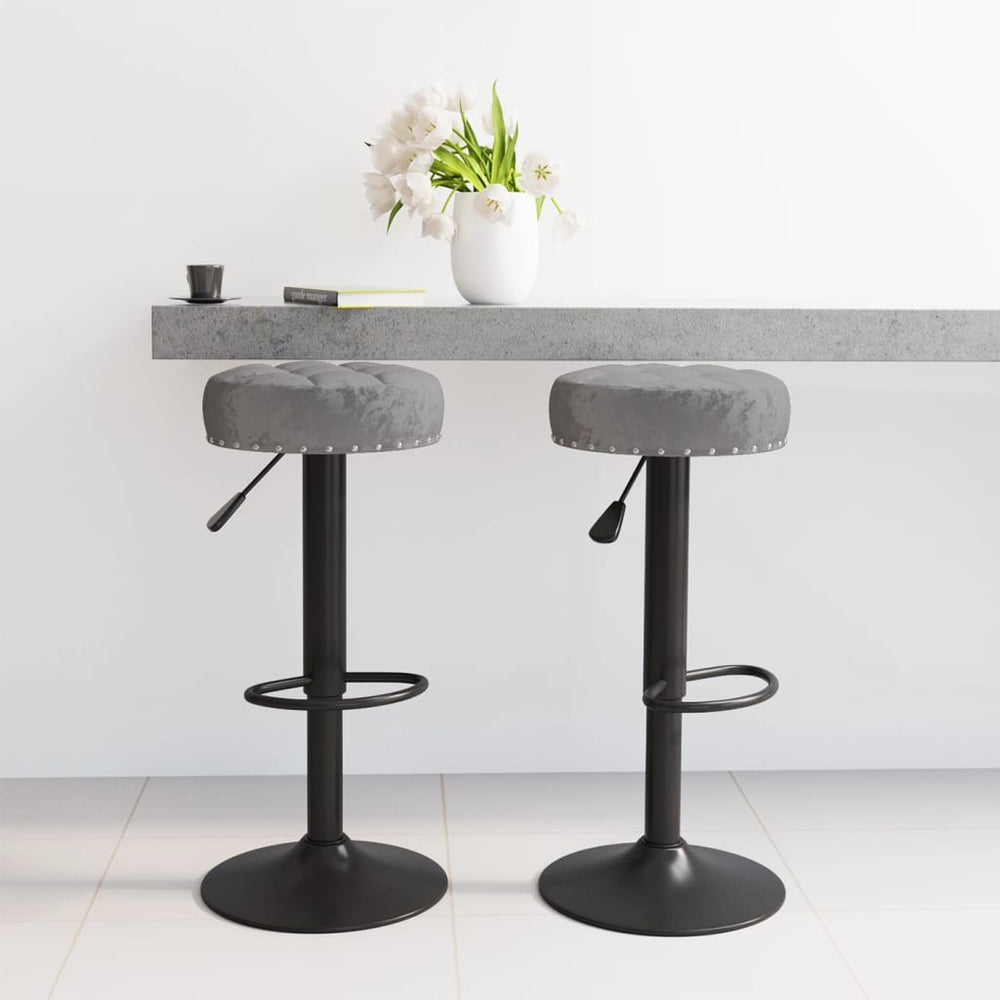 Bar stools, 2 pcs., dark grey, velvet