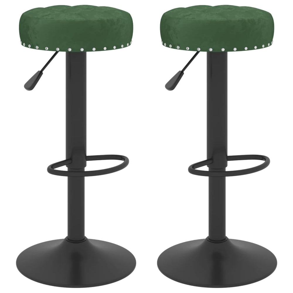 Bar stools, 2 pcs., dark green, velvet