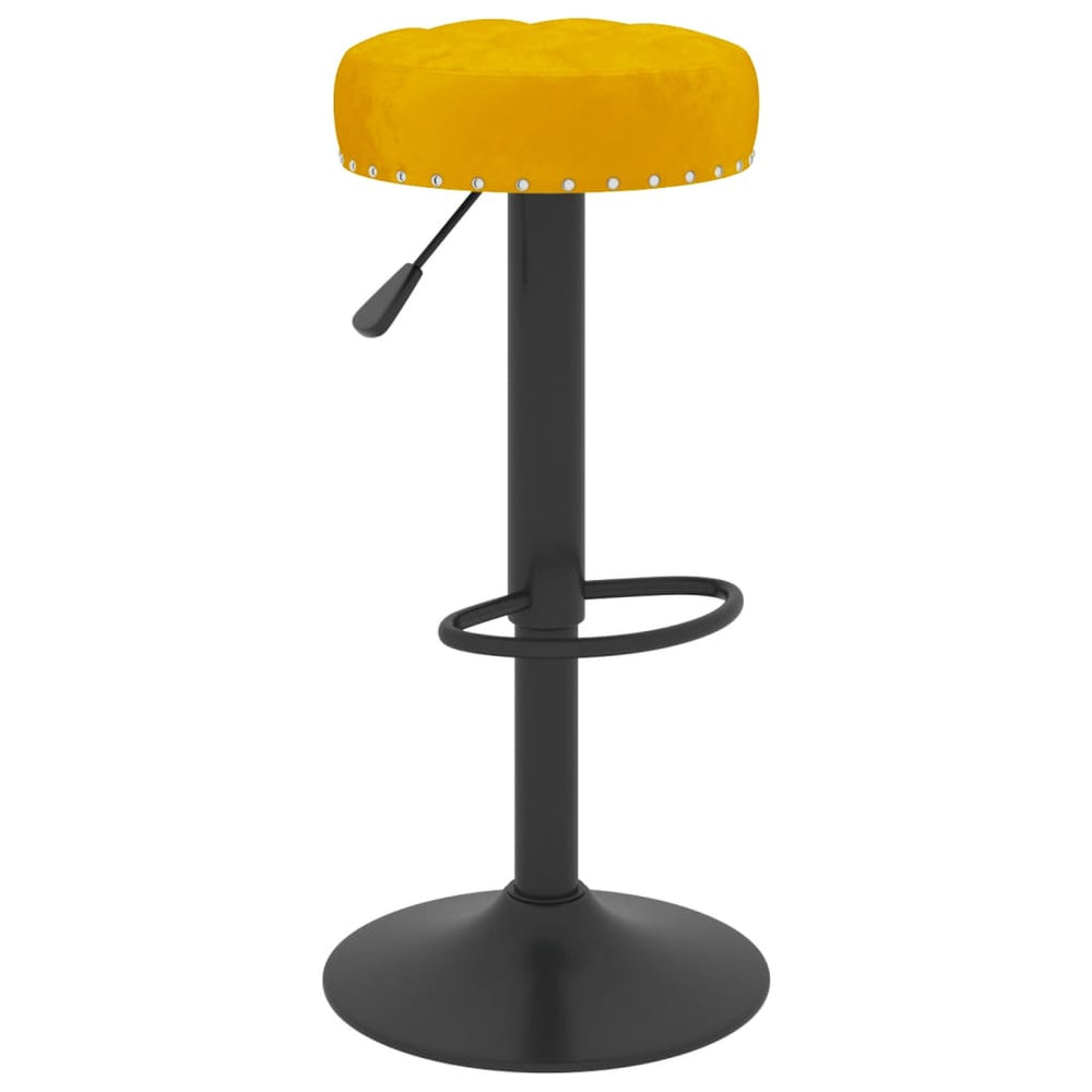 Bar stools, 2 pcs., mustard yellow, velvet