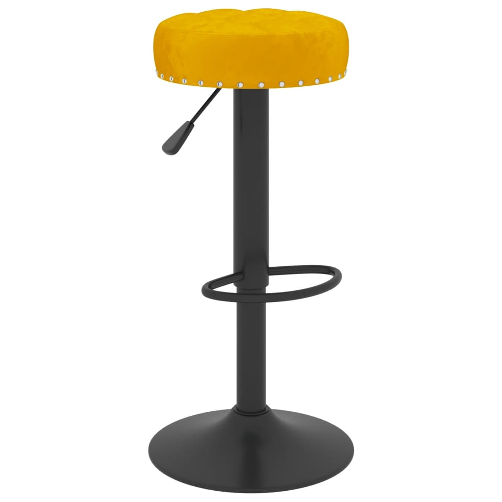 Bar stools, 2 pcs., mustard yellow, velvet