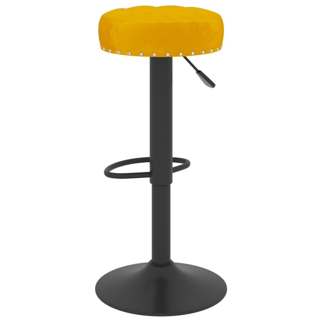 Bar stools, 2 pcs., mustard yellow, velvet