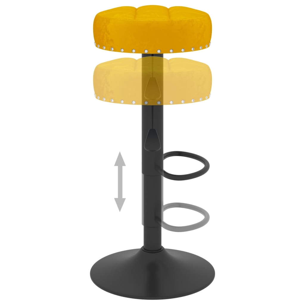 Bar stools, 2 pcs., mustard yellow, velvet