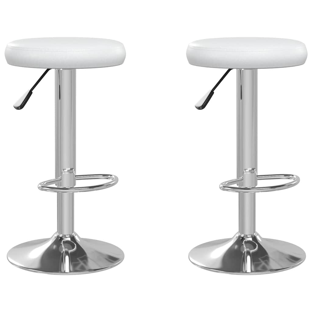 Bar stools, 2 pcs, white, artificial leather
