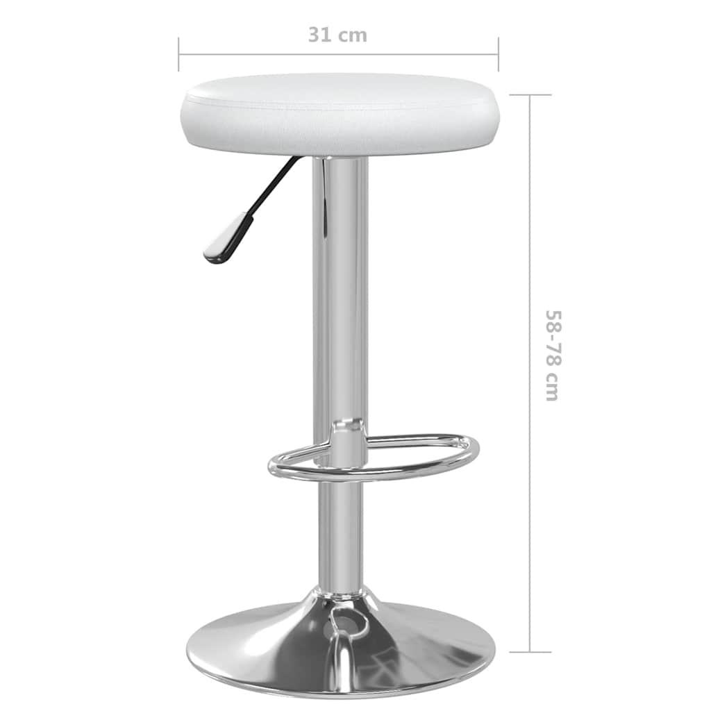 Bar stools, 2 pcs, white, artificial leather