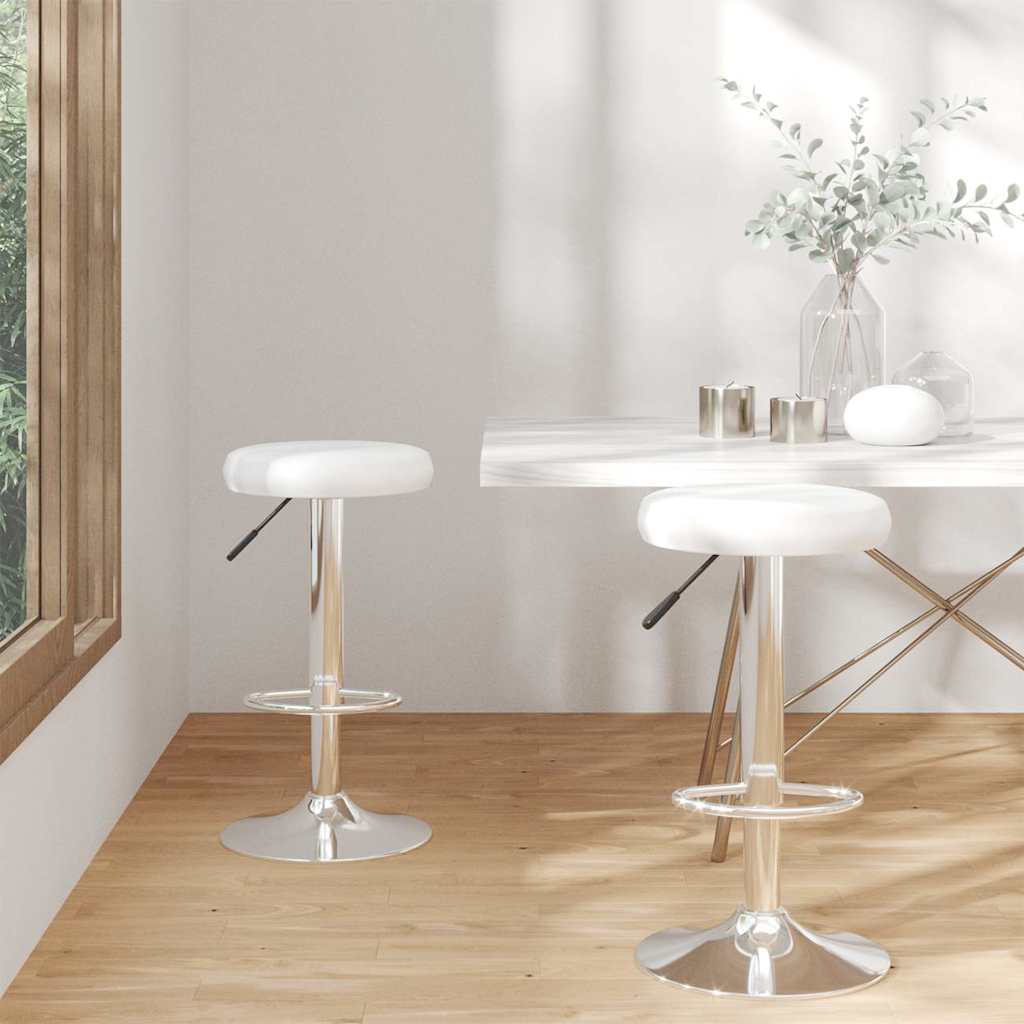 Bar stools, 2 pcs, white, artificial leather