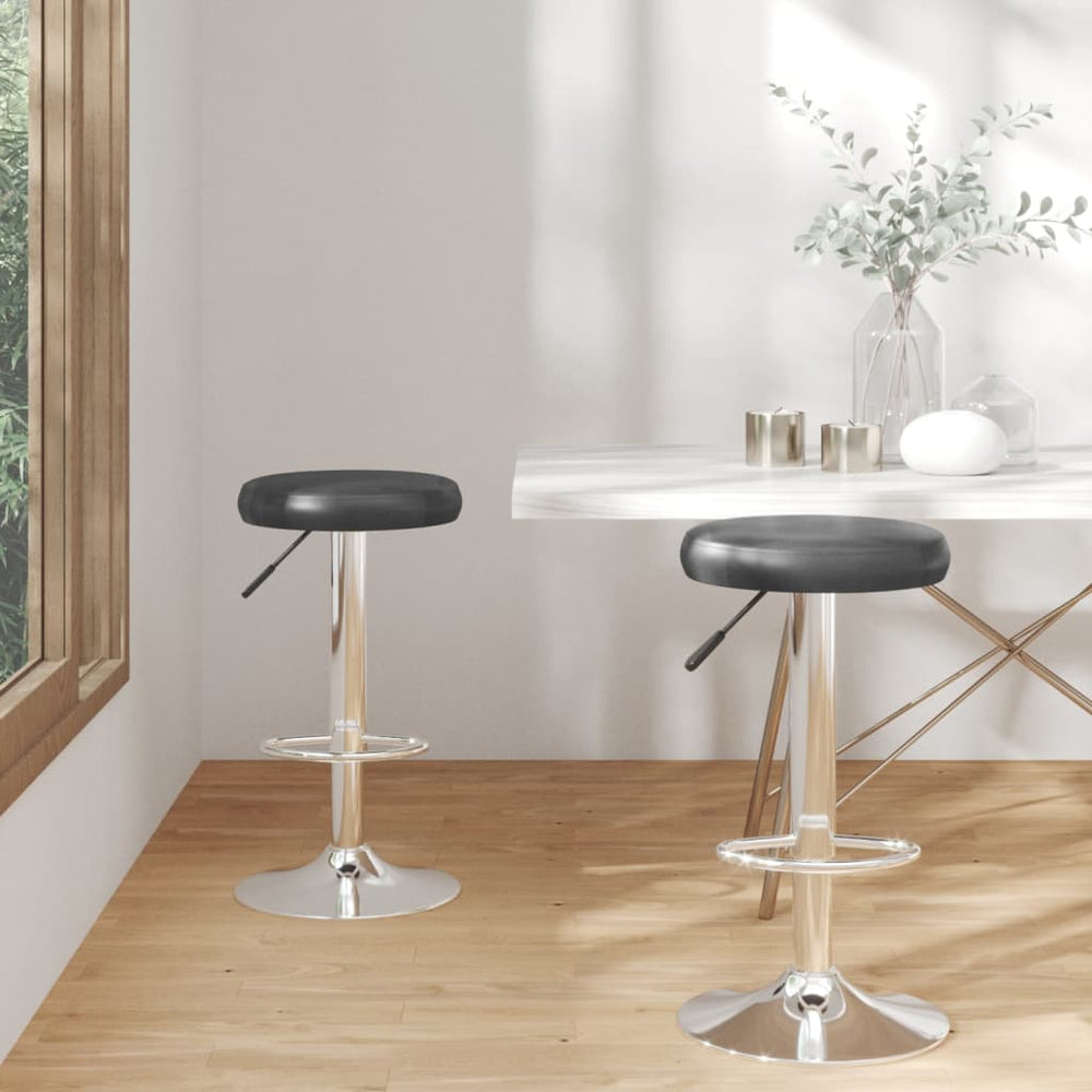 Bar stools, 2 pcs, black, artificial leather