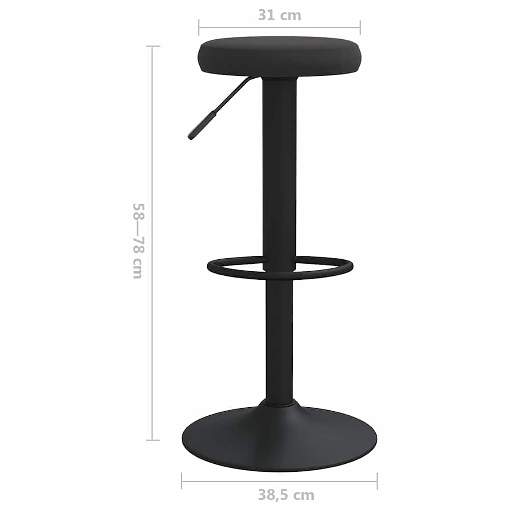 Bar stools, 2 pcs, black, velvet