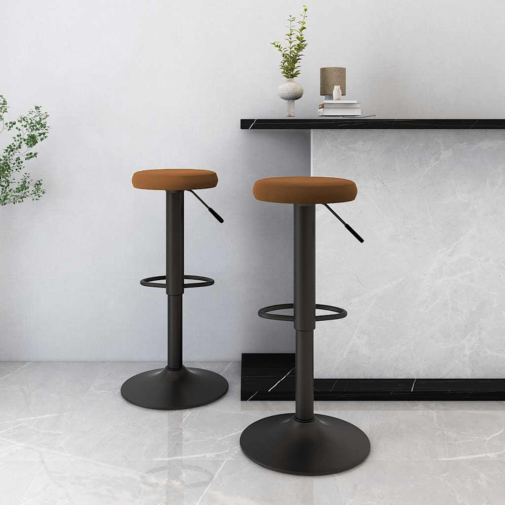 Bar stools, 2 pcs, brown, velvet