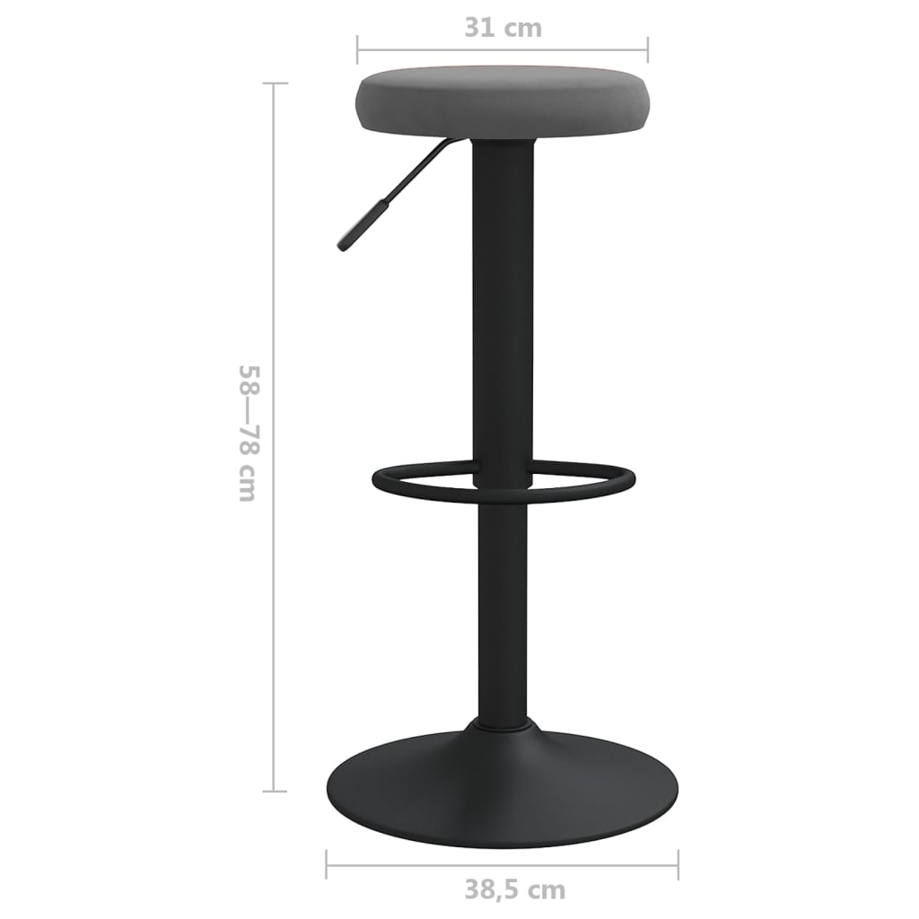 Bar stools, 2 pcs., dark grey, velvet