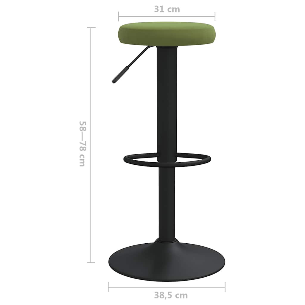 Bar stools, 2 pcs., light green, velvet