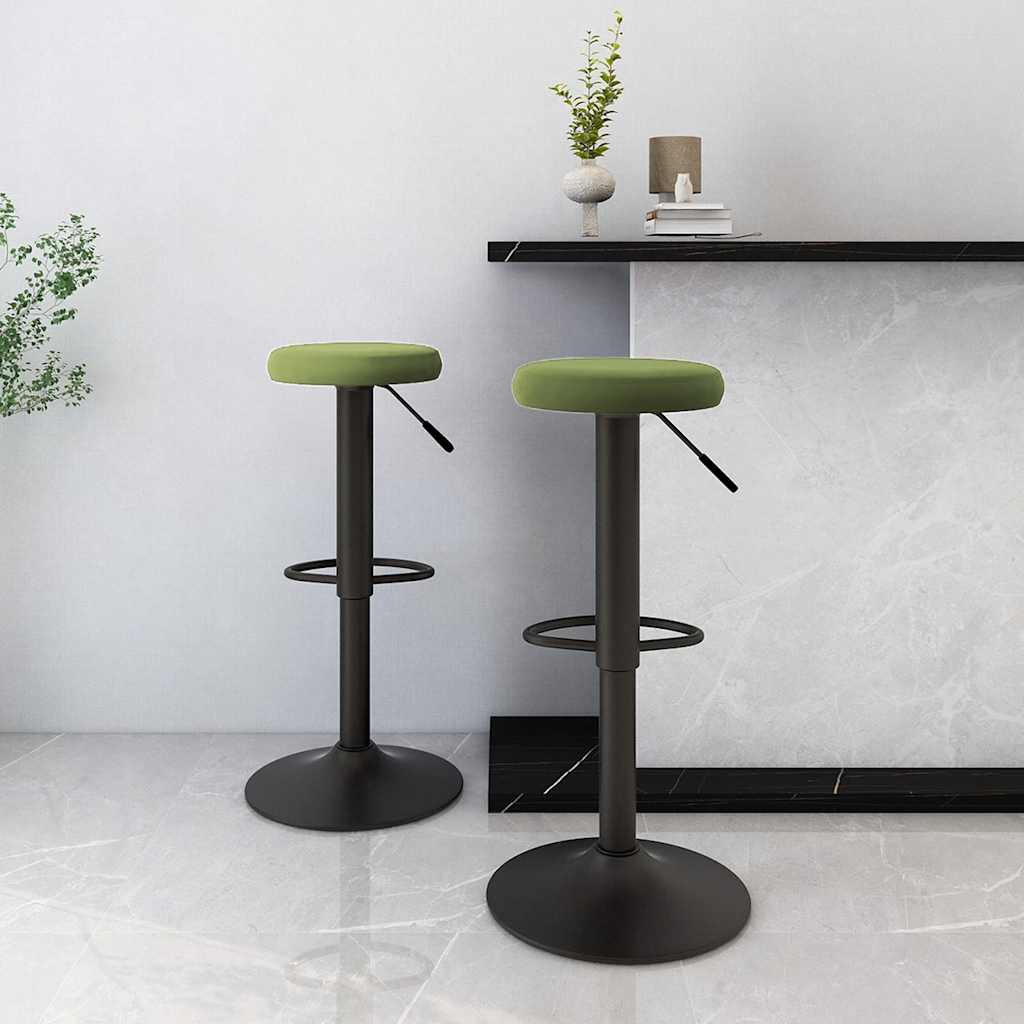Bar stools, 2 pcs., light green, velvet