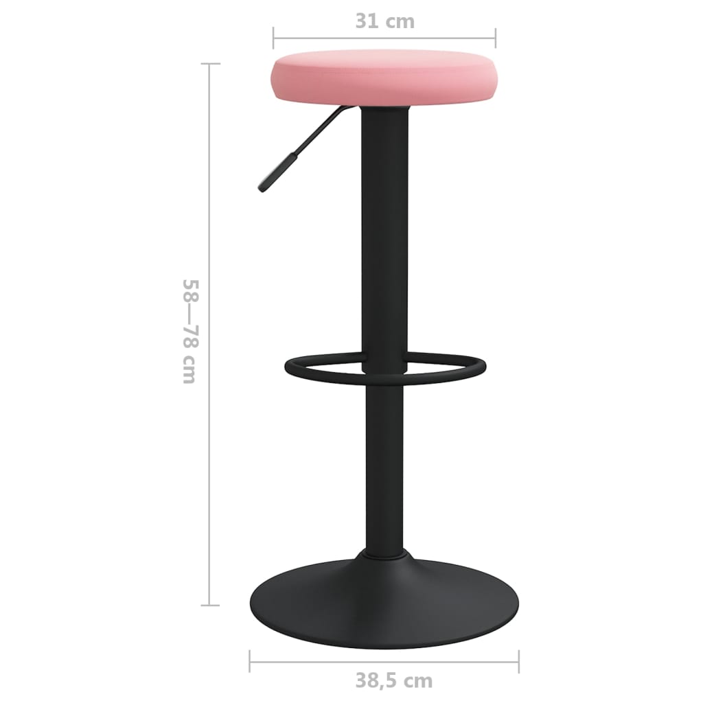 Bar stools, 2 pcs, pink, velvet