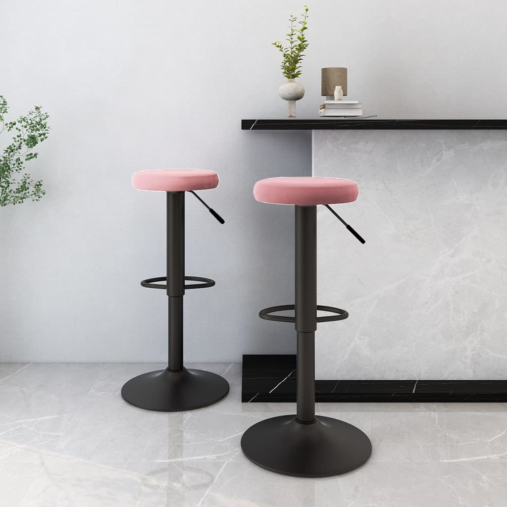 Bar stools, 2 pcs, pink, velvet