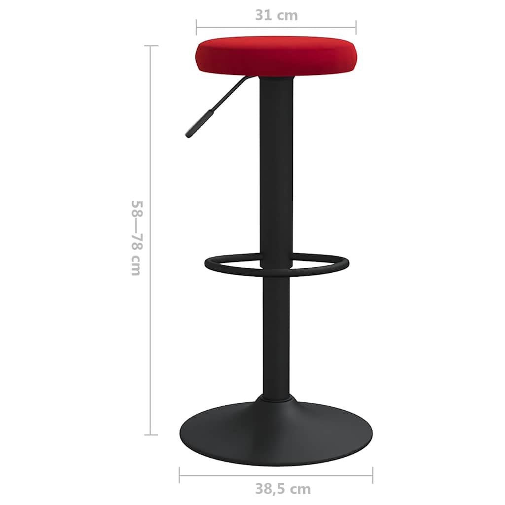 Bar stools, 2 pcs., burgundy, velvet