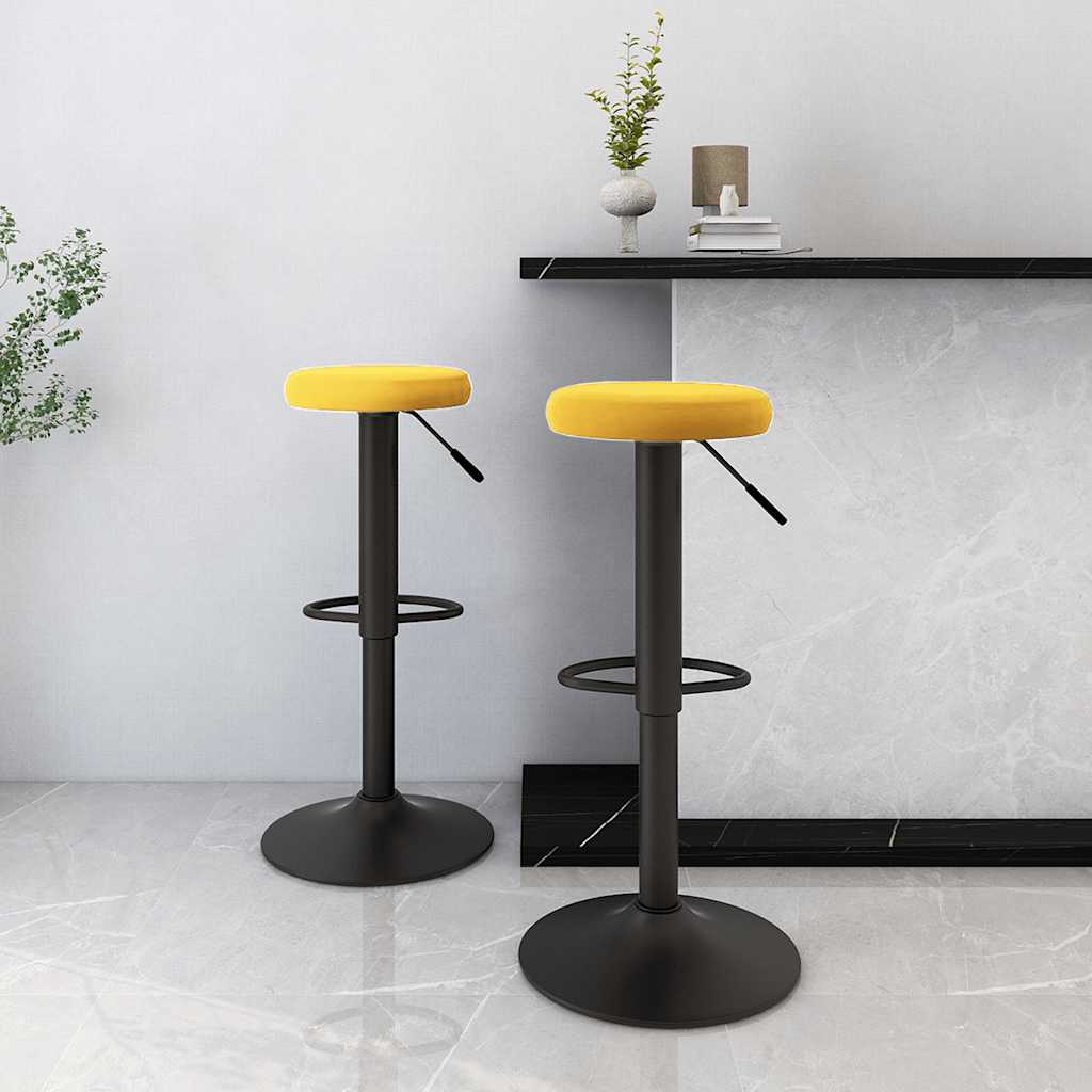 Bar stools, 2 pcs., mustard yellow, velvet