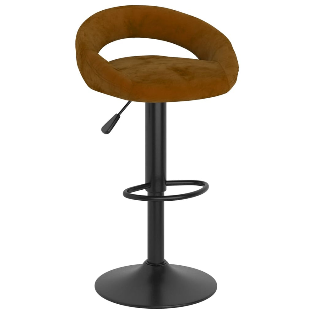 Bar stools, 2 pcs, brown, velvet