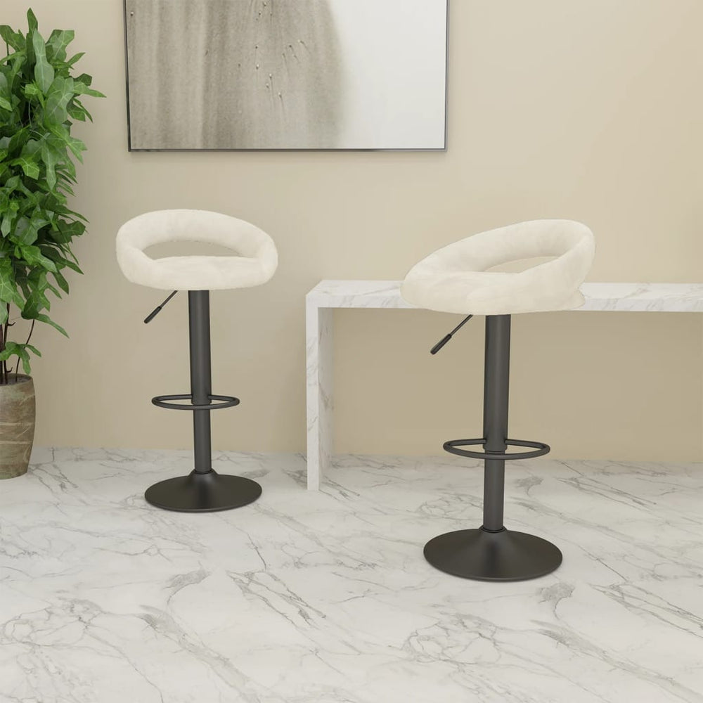Bar stools, 2 pcs., cream, velvet