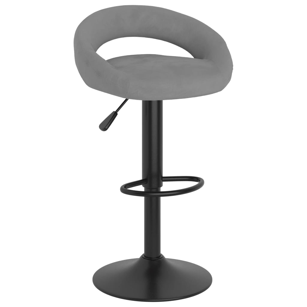 Bar stools, 2 pcs, light grey, velvet