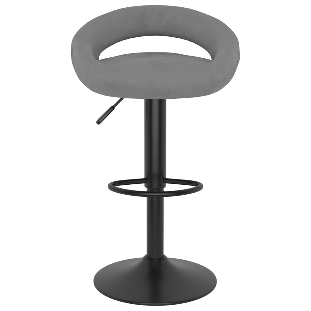 Bar stools, 2 pcs, light grey, velvet