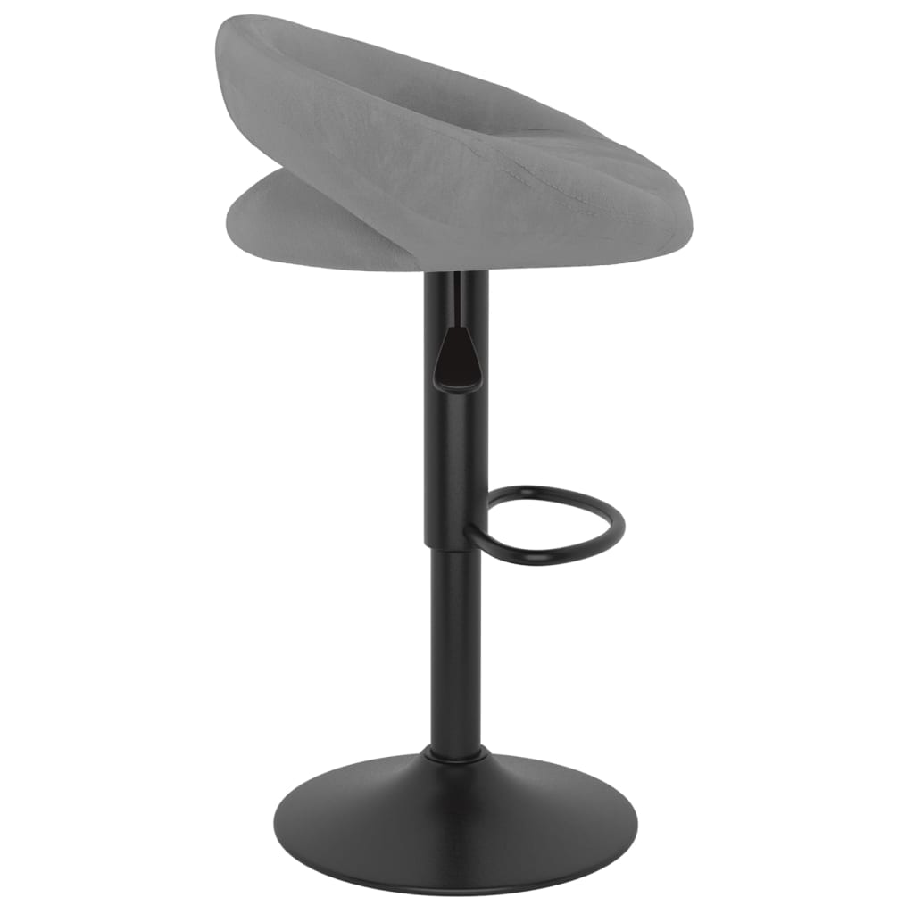 Bar stools, 2 pcs, light grey, velvet