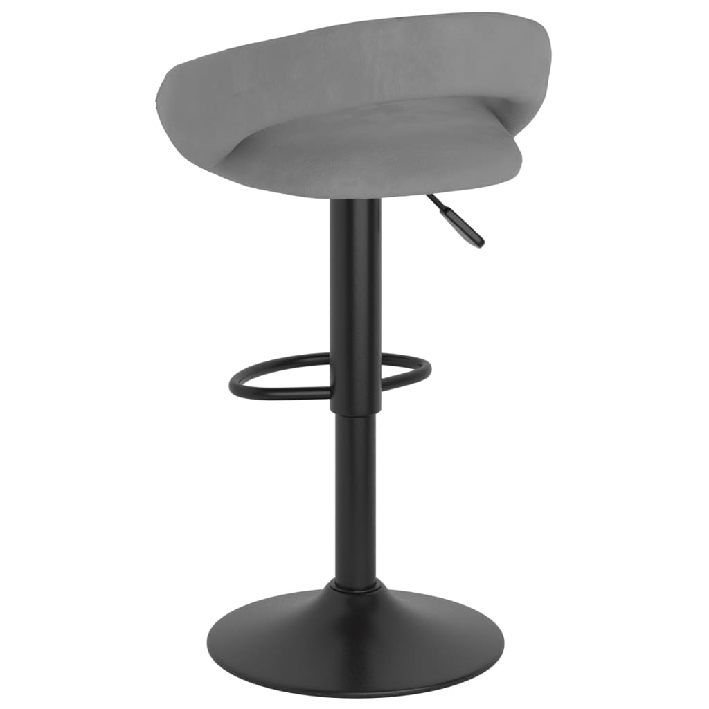 Bar stools, 2 pcs, light grey, velvet