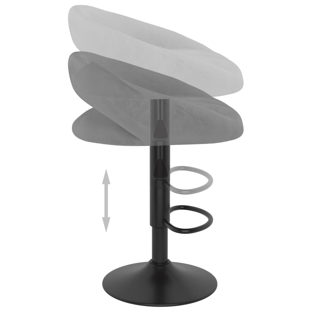 Bar stools, 2 pcs, light grey, velvet