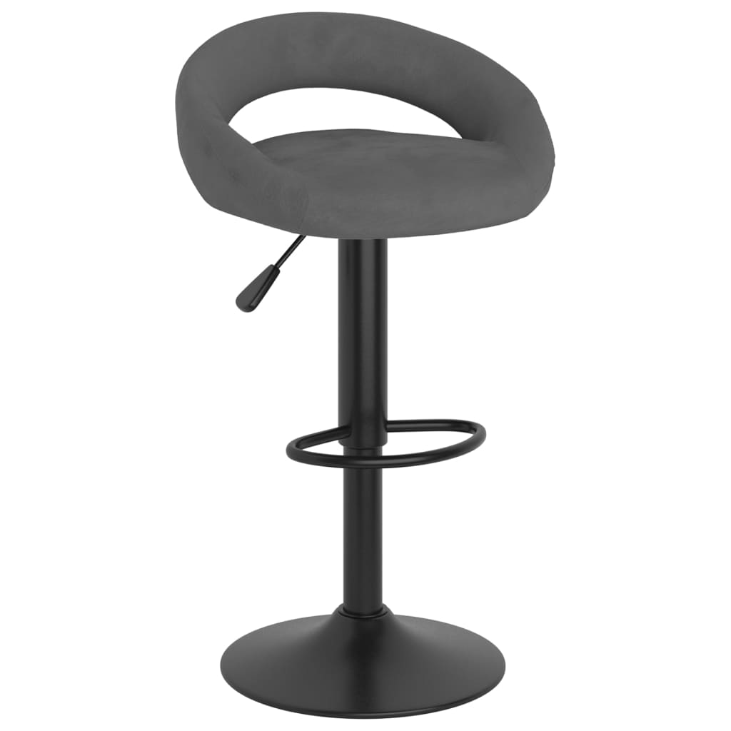 Bar stools, 2 pcs., dark grey, velvet