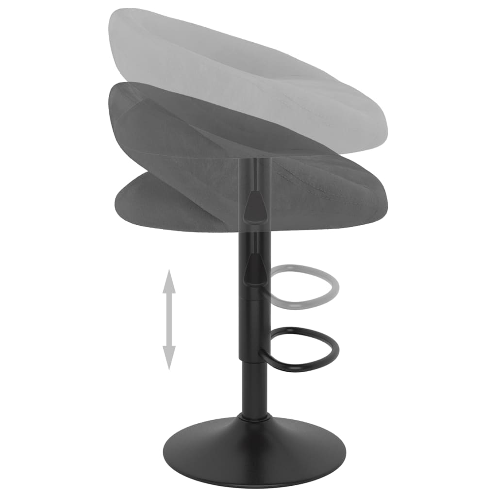 Bar stools, 2 pcs., dark grey, velvet