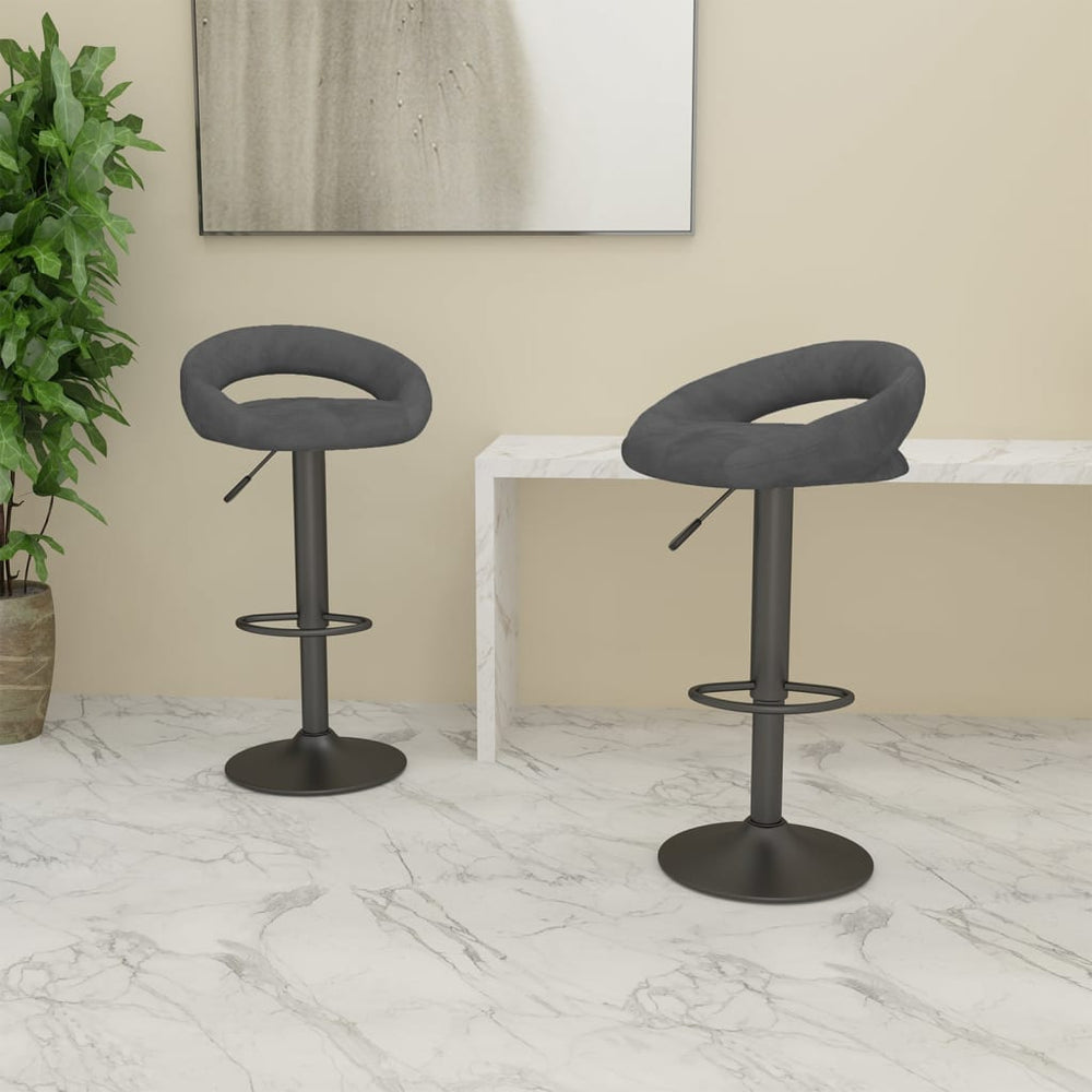 Bar stools, 2 pcs., dark grey, velvet